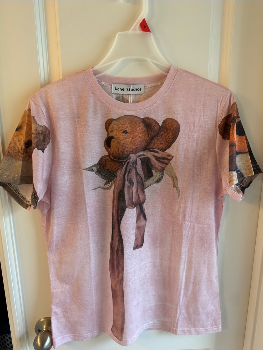 Acne Studios Pink Teddy Bear Graphic Tee